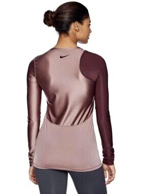 Nike Dusty Rose Pink Brown Shimmer Athletic Long Sleevel Top - Large